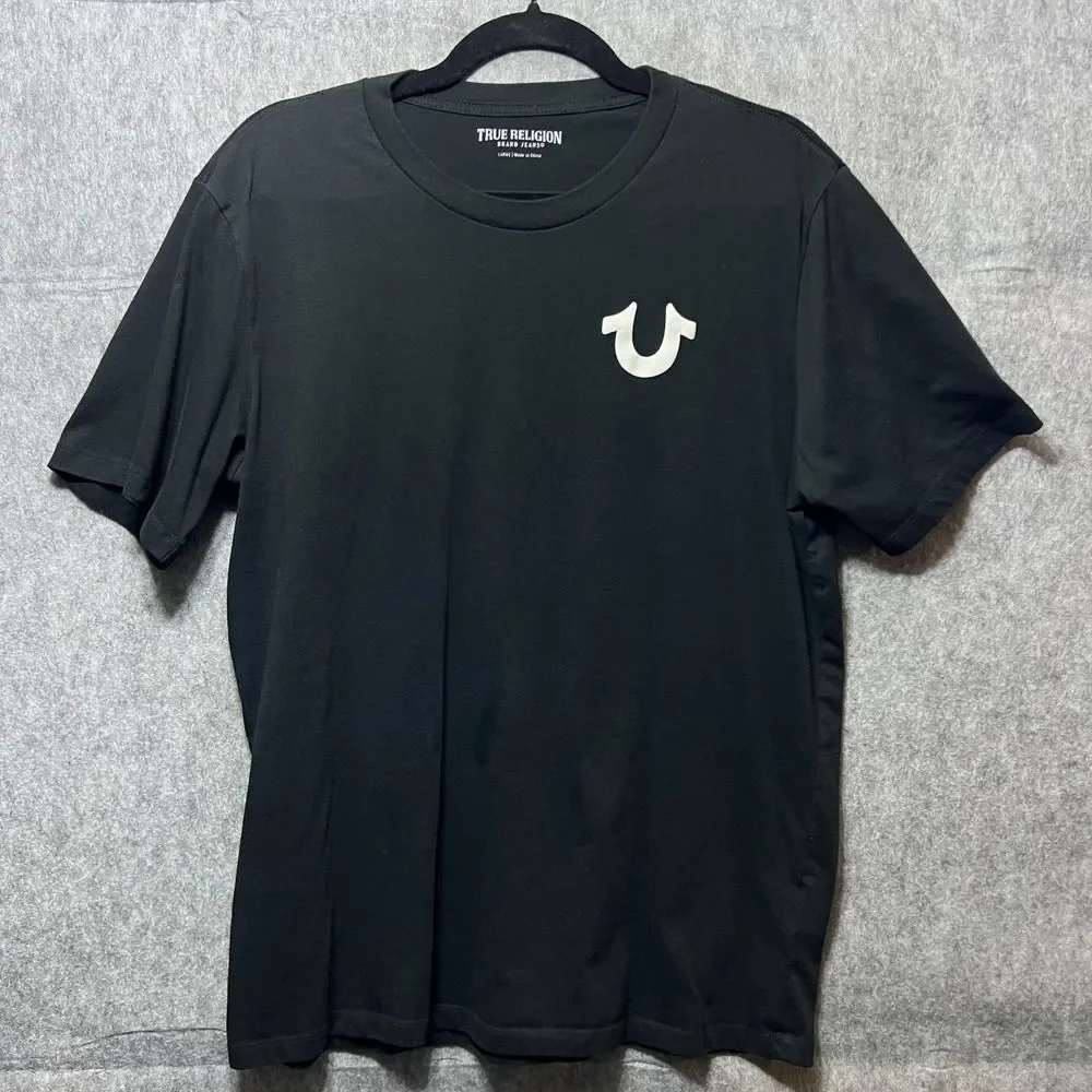 True Religion T Shirt Black Large Cotton Basic Logo Graphic‎ Casual Streetwear